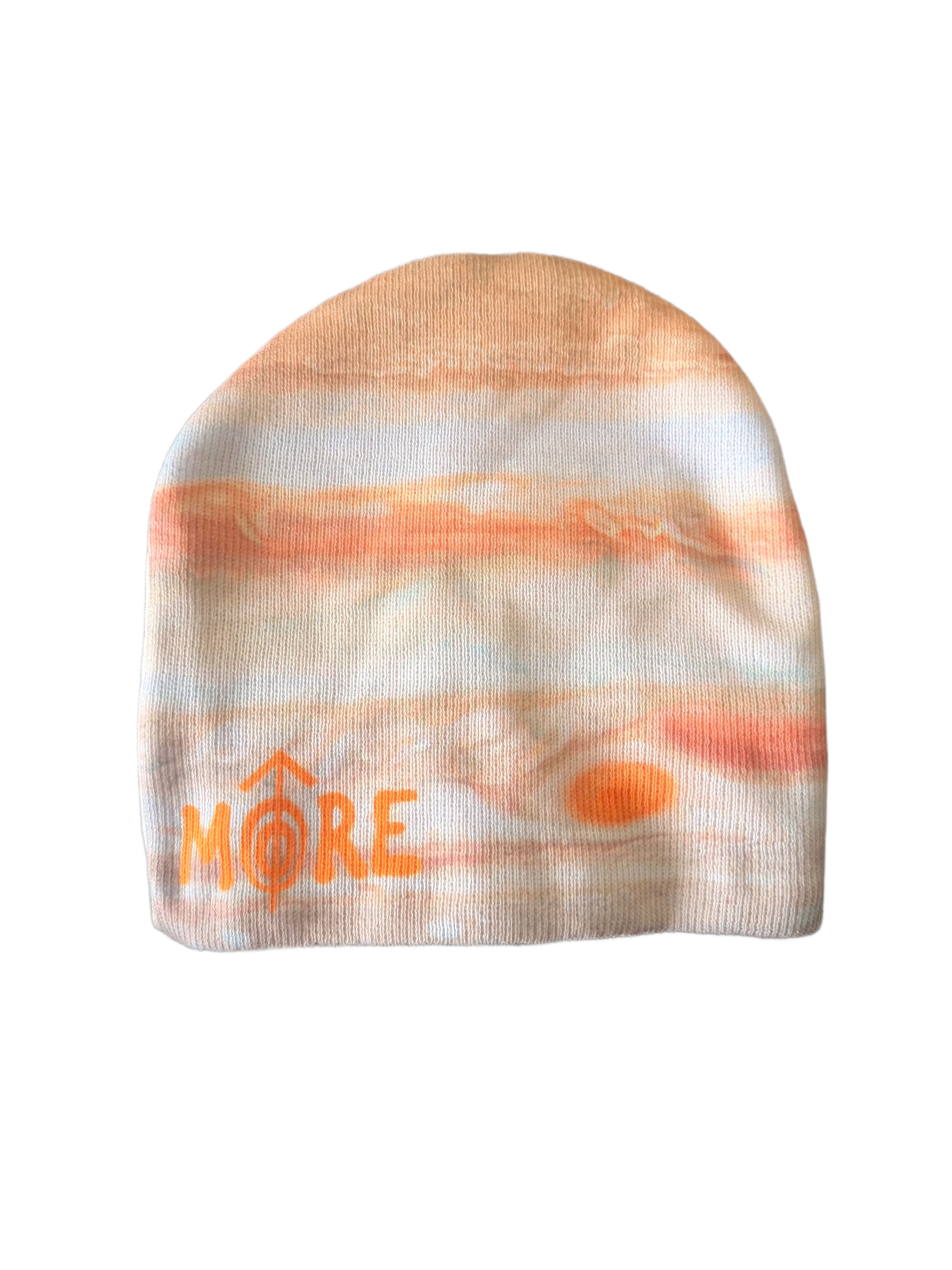 Orange Beanie knit hat stylish with a vibrant design and logo, perfect for cold weather fashion.